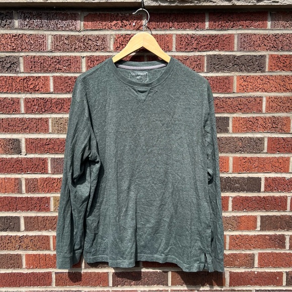 Architect Marled Olive Green Crewneck Long Sleeve Tee Shirt - Picture 1 of 2